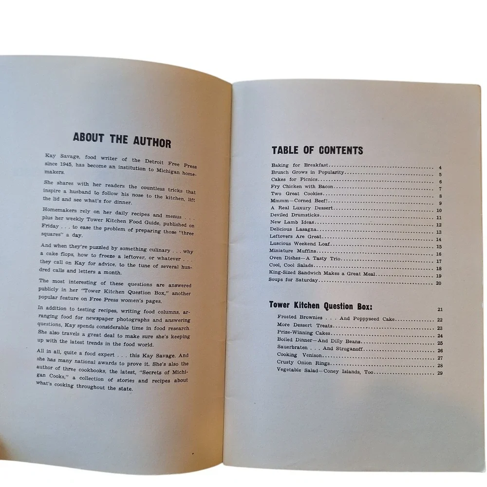 Vintage 1950s Recipes From‎ The Tower Kitchen Kay Savage Detroit Cookbook